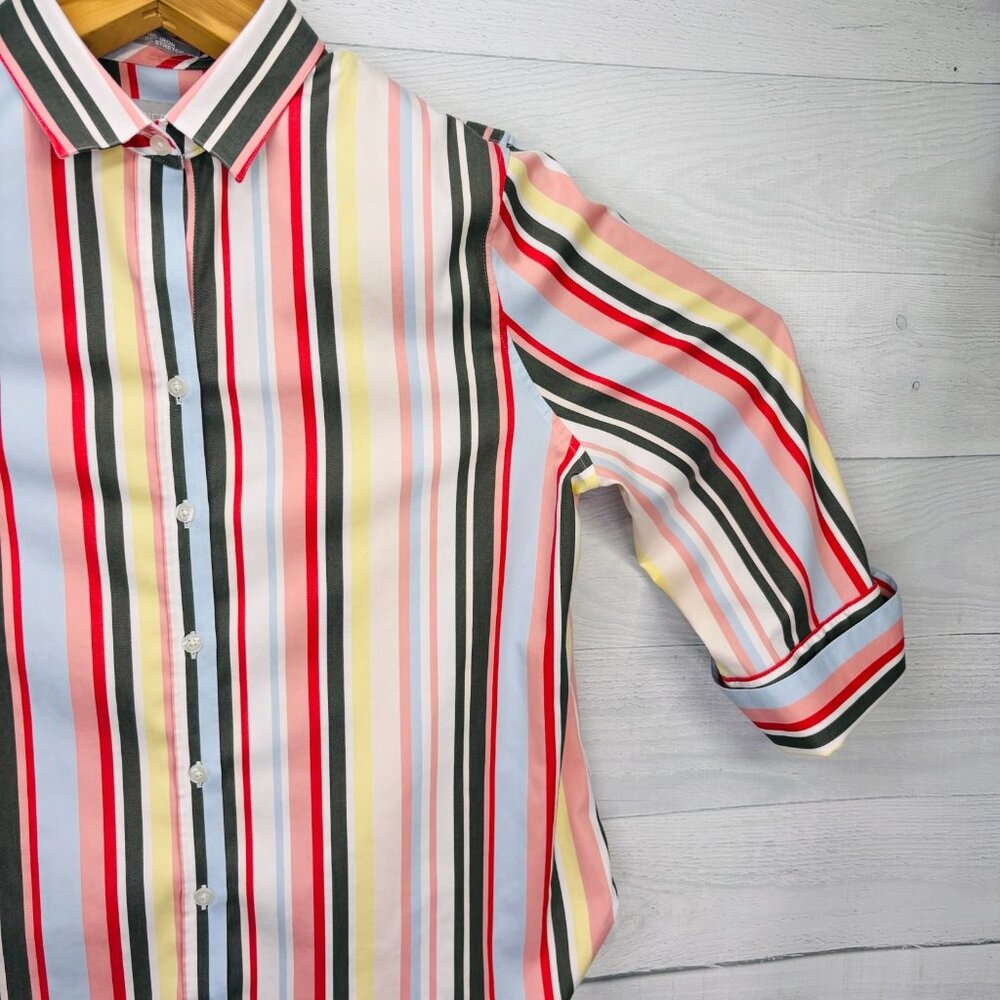 Chico’s No Iron Chic Stretch Striped Button Front Shirt Womens Size 2 (US 12/L) - Picture 5 of 15